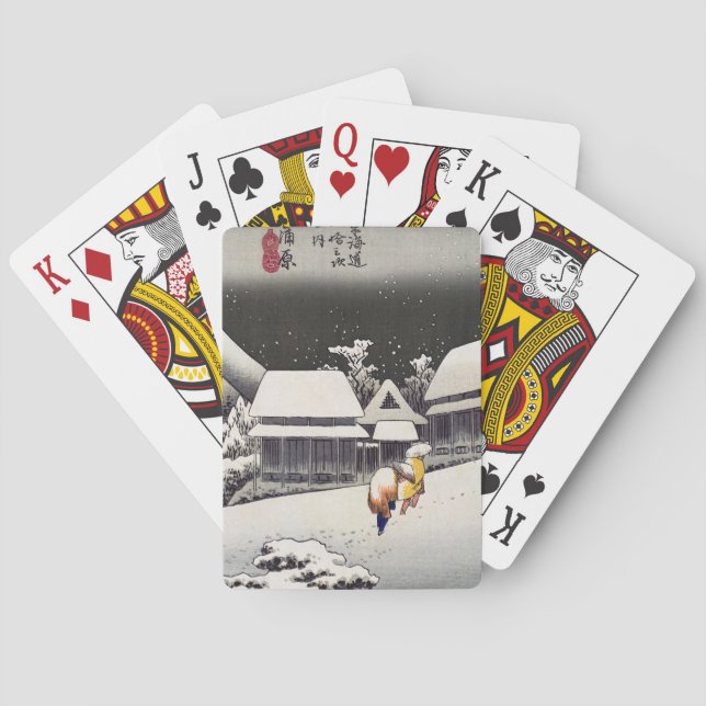 Baralho Utagawa Hiroshige - Neve à noite em Kanbara (Verso)