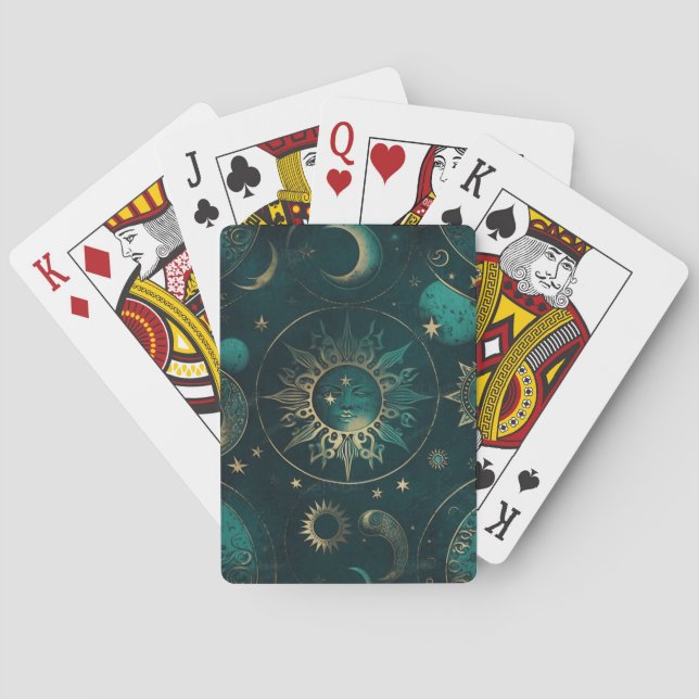 Baralho Verde celestial e Dourado: Cartões Elegantes (Verso)
