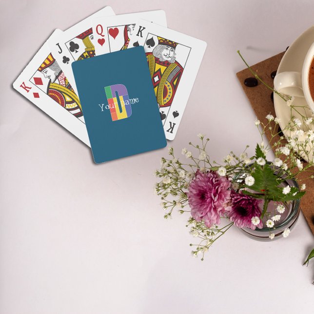 Baralho Vermelho roxo verde vermelho Monograma inicial D a (Criador carregado)