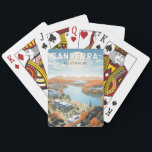 Baralho Viagem Art Vintage da Austrália Camberra<br><div class="desc">Canberra retro vetor viagem design em estilo emblem. Canberra é a capital da Austrália,  no interior da costa sudeste do país. Cercada por florestas,  terras agrícolas e reservas naturais,  ganha seu apelido,  o "Bush Capital."</div>