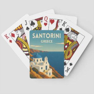Baralho Viagem Retro Vintage Santorini Grécia Beira-Mar