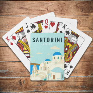 Baralho Viagens vintage da ilha Grécia Santorini Souvenir