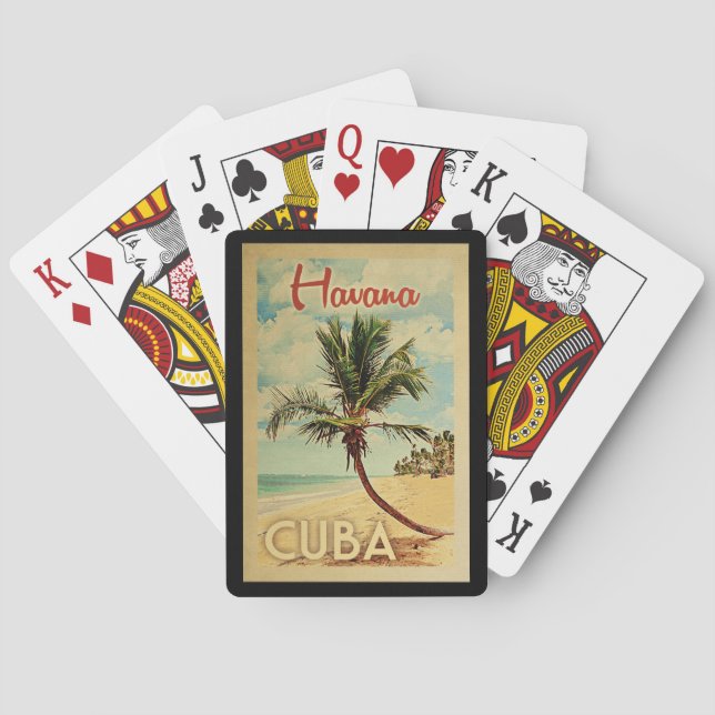 Baralho Viagens vintage de Árvore de Palma de Havana (Verso)