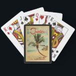 Baralho Viagens vintage de Árvore de Palma de Júpiter<br><div class="desc">Um impressão de arte moderno do século médio,  no estilo viagens vintage,  em Júpiter,  na Flórida. Ele apresenta uma palmeira curva na praia arenosa com oceano sob um céu azul nublado.</div>