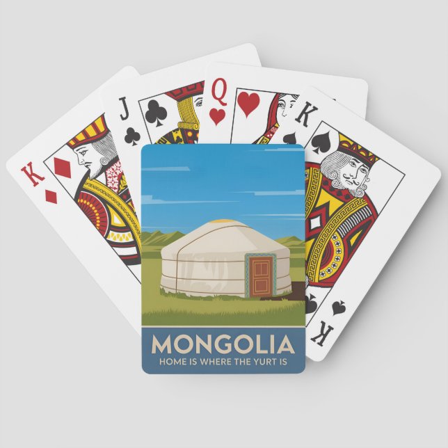 Baralho Viagens vintage Engraçada Mongólia Yurt Estilo Ret (Verso)