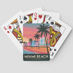 Baralho Viagens vintage Miami Beach Florida Sunset Seaside