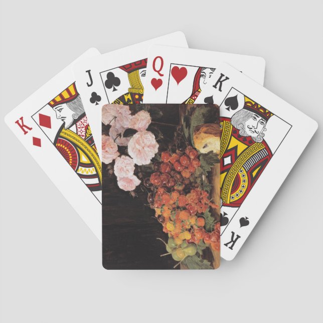 Baralho Vida Contínua com Rosas, Morangos e Pão (Verso)