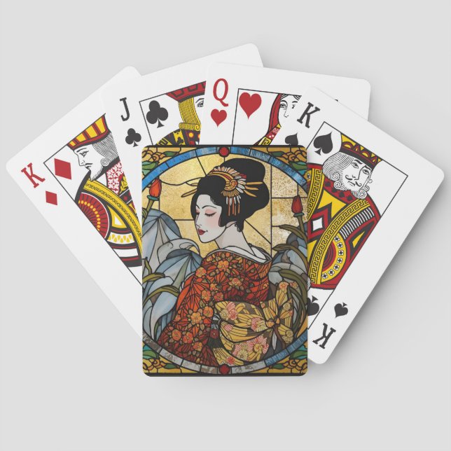Baralho Vidro Manchado Geisha Oriental   (Verso)