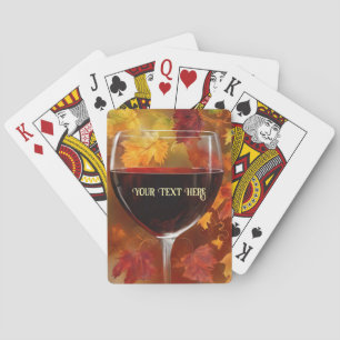 Baralho Vinho Tinto e Folhagem de Colheita Bonito