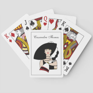 Baralho Vintage Art Deco Mulher Vestindo Luvas De Ódio Cor