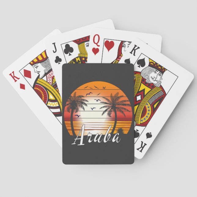 Baralho Vintage Aruba Palm Trees Summer Beach (Verso)