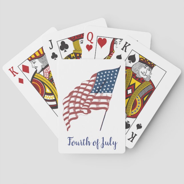 Baralho Vintage Bandeira Patriótica Americana Acenando no  (Verso)