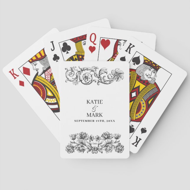 Baralho Vintage Calliografia de Script de Casamento da Ele (Verso)