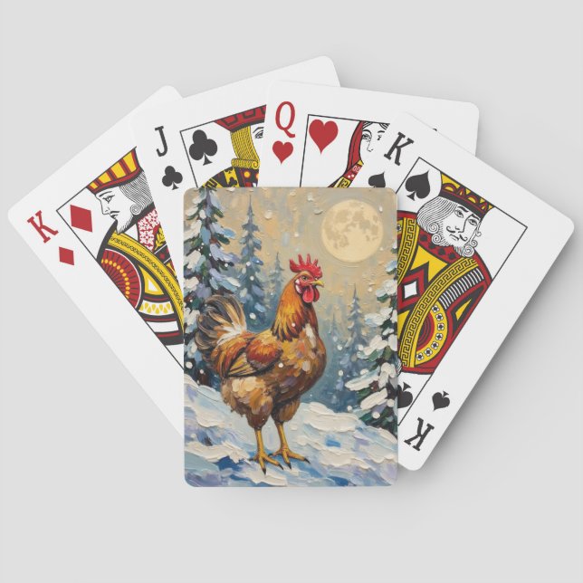 Baralho Vintage Chicken in Snowy Christmas Wonderland (Verso)