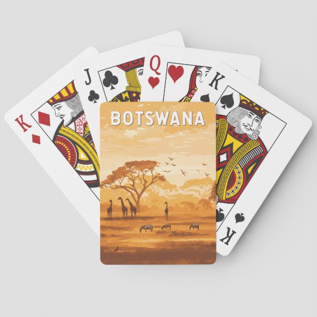 Baralho Vintage de Viagem de ilustração do Botswana (Verso)