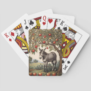 Baralho Vintage Donkey Sob Uma Árvore De Maçã