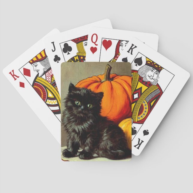 Baralho Vintage Halloween Black Cat e Pumpkins (Verso)