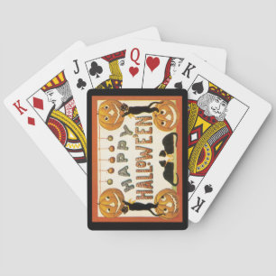 Baralho Vintage Halloween, Gatos Negros com Jackolanteras