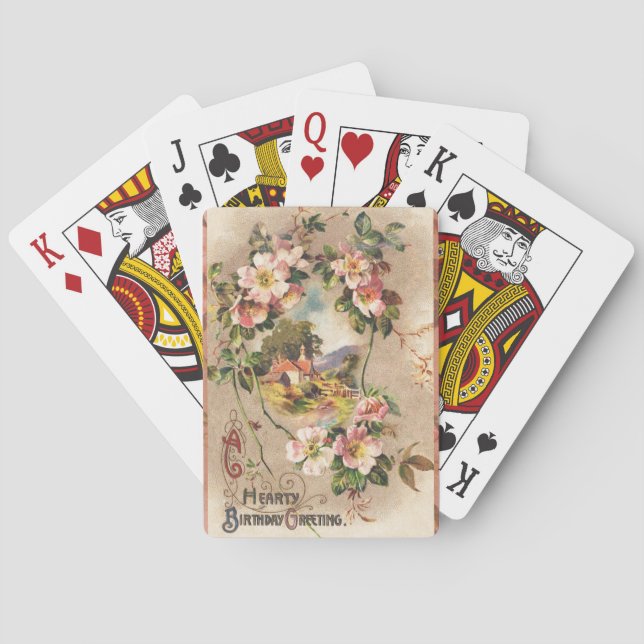 Baralho Vintage Happy Birthday Card Trabalho de arte (Verso)
