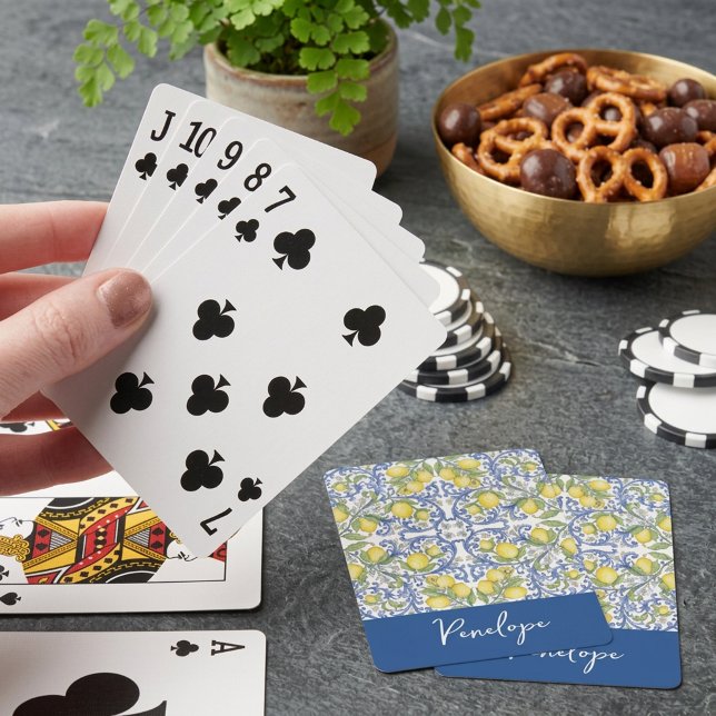 Baralho Vintage Italian Lemon Ceramic Pattern (Vintage Italian Lemon Ceramic Pattern Poker Cards)