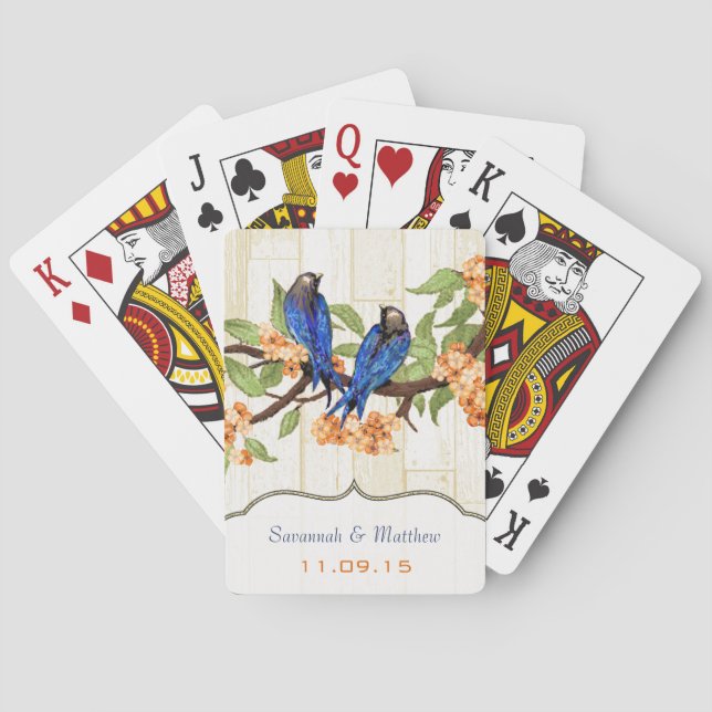 Baralho Vintage Marinho Ama Pássaros Casando Presente Joga (Verso)