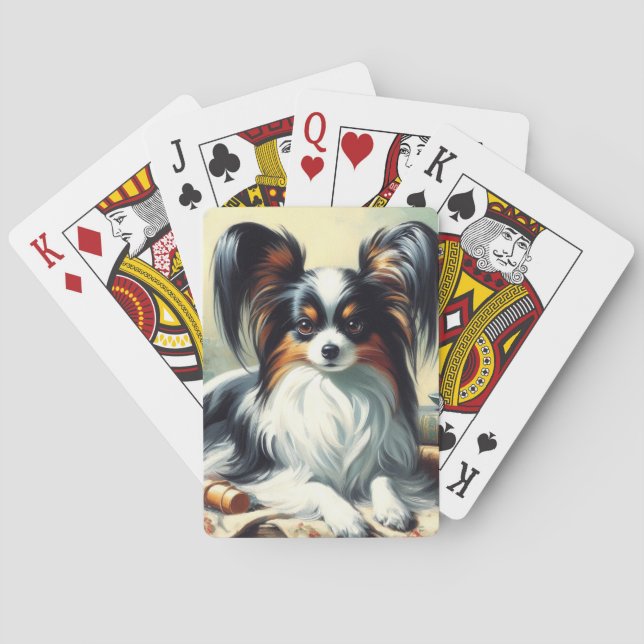 Baralho Vintage Papillon Dog Painting (Verso)