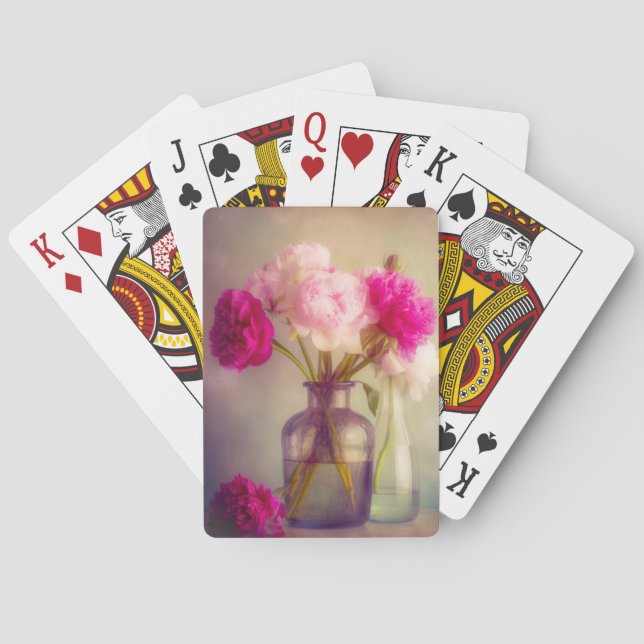 Baralho Vintage Peony Buquê em Vaso de Vidro (Verso)