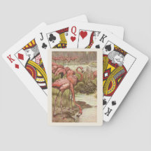 Vintage Pink Flamingo Illustration Play Cards