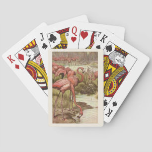 Baralho Vintage Pink Flamingo Illustration Play Cards