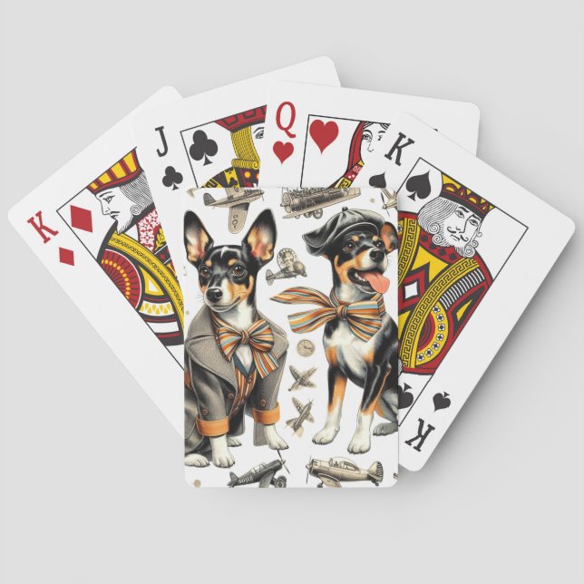 Baralho Vintage Rat Terrier Seamless (Verso)
