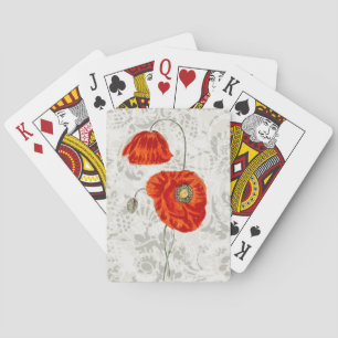 Baralho Vintage Red Poppy Flowers Floral Play Cards