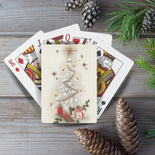 Baralho Vintage Retro White e Dourada árvore de Natal Holi