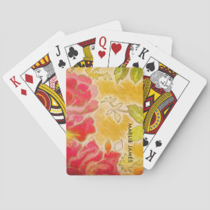 Baralho Vintage Rosa Floral Feminine Watercolor Com Nome