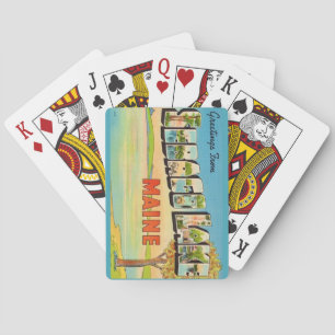 Baralho Vintage Sebago Lake Maine Jogando Cartões