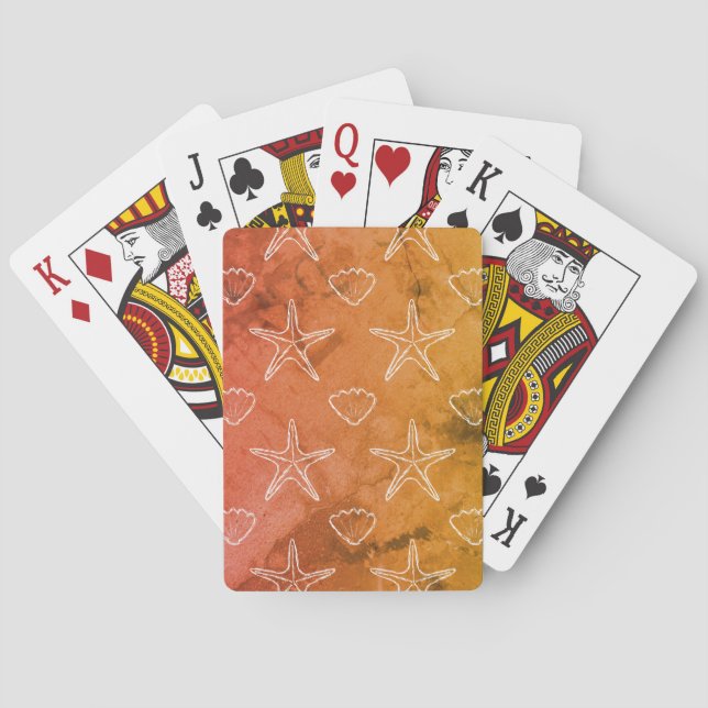 Baralho Vintage Starfish Seashell Sketch Patterch (Verso)