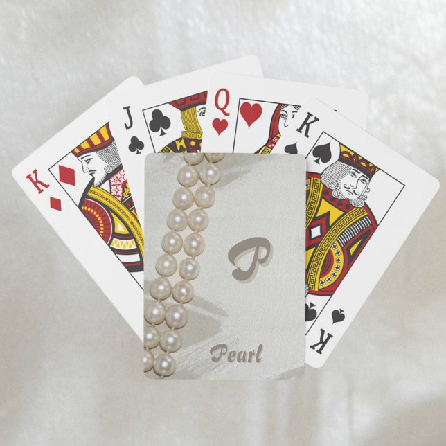 Baralho Vintage Strand of Pearls Monograma e Nome (1 of 2 coordinating decks)