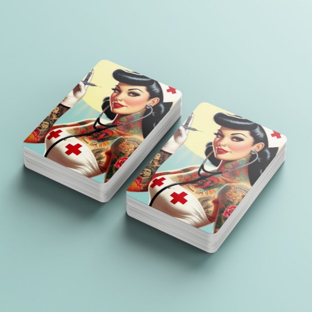 Baralho Vintage Tattooed Pin-up Nurse (Criador carregado)