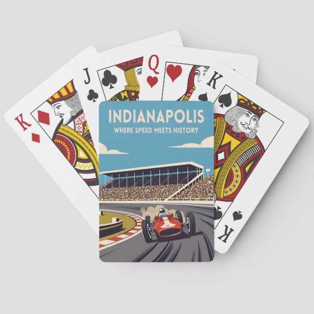 Baralho Vintage Travel Indianapolis Indiana Retro Racing (Verso)