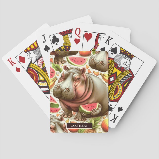 Baralho Vintage Tropical Hippopotamus Pattern (Verso)