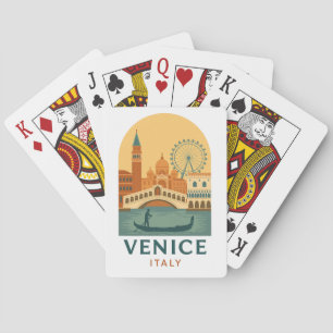 Baralho Vintage Veneza Itália Cartas de Pôquer de Viagem –
