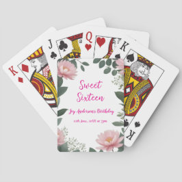 Baralho vintage, verde-flor-rosa, eucalipto, 16.o aniversá