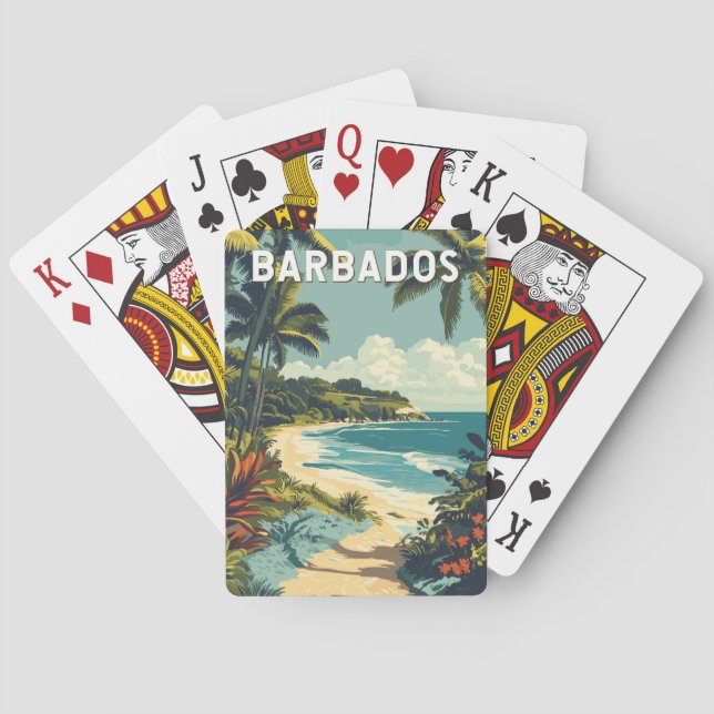 Baralho Vintage Viagem de ilustração de Barbados (Verso)