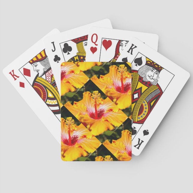 Baralho Visão lateral do Flor do Hibiscus Laranja (Verso)