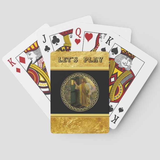 Baralho Visitação ao amanhecer Jesus batendo em uma porta  (Verso)