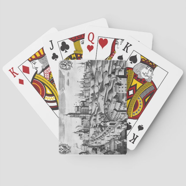 Baralho Vista de Praga que mostra o palácio imperial e (Verso)