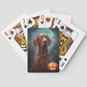 Baralho Vizsla de Halloween com Abóboras Assustador