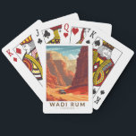 Baralho Wadi Rum Jordan Viagem Art Vintage<br><div class="desc">Wadi Rum retro vetor viagem design. Também conhecido como Vale da Lua,  Wadi Rum é uma paisagem desértica esticada no horizonte,  o terreno vermelho,  arenoso pontuado por fantásticas formações rochosas.</div>