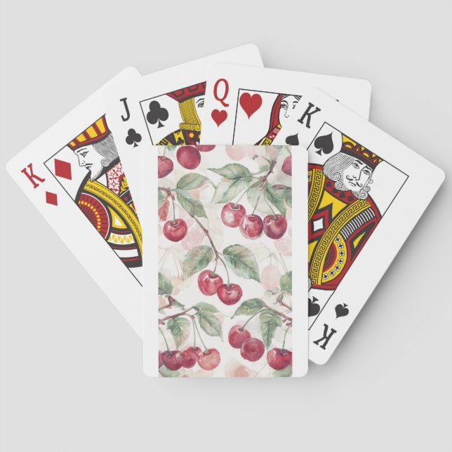 Baralho Watercolor Cherry Pattern – Botanical Fruit Art (Verso)