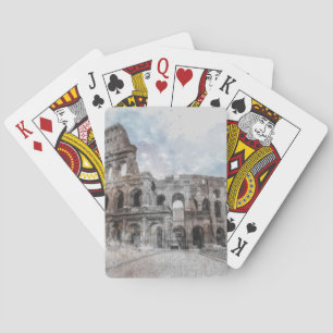 Baralho Watercolor Colosseum Poker Cards - Roma Artística