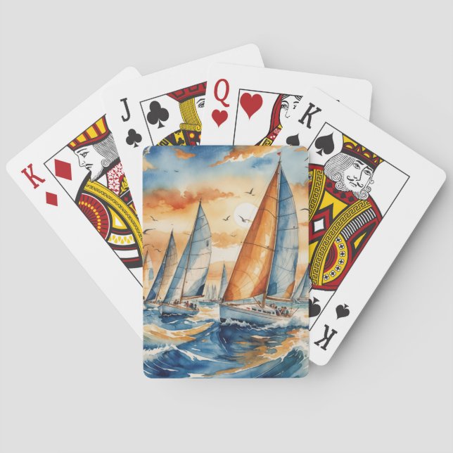 Baralho Watercolor Sailboat Regatta (Verso)